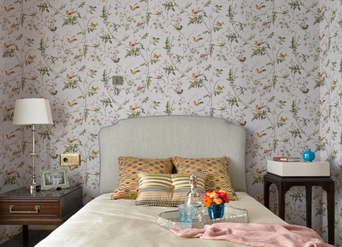 licht behang in de slaapkamer