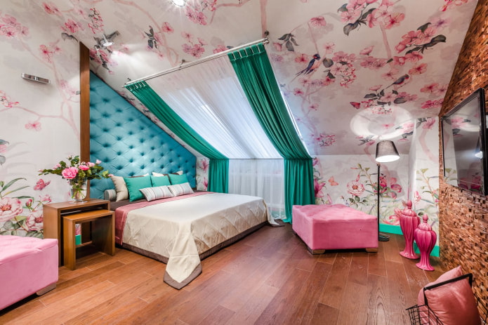 vogels met bloemen op behang