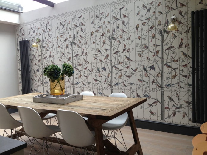 Achtergrond met bomen en vogels 