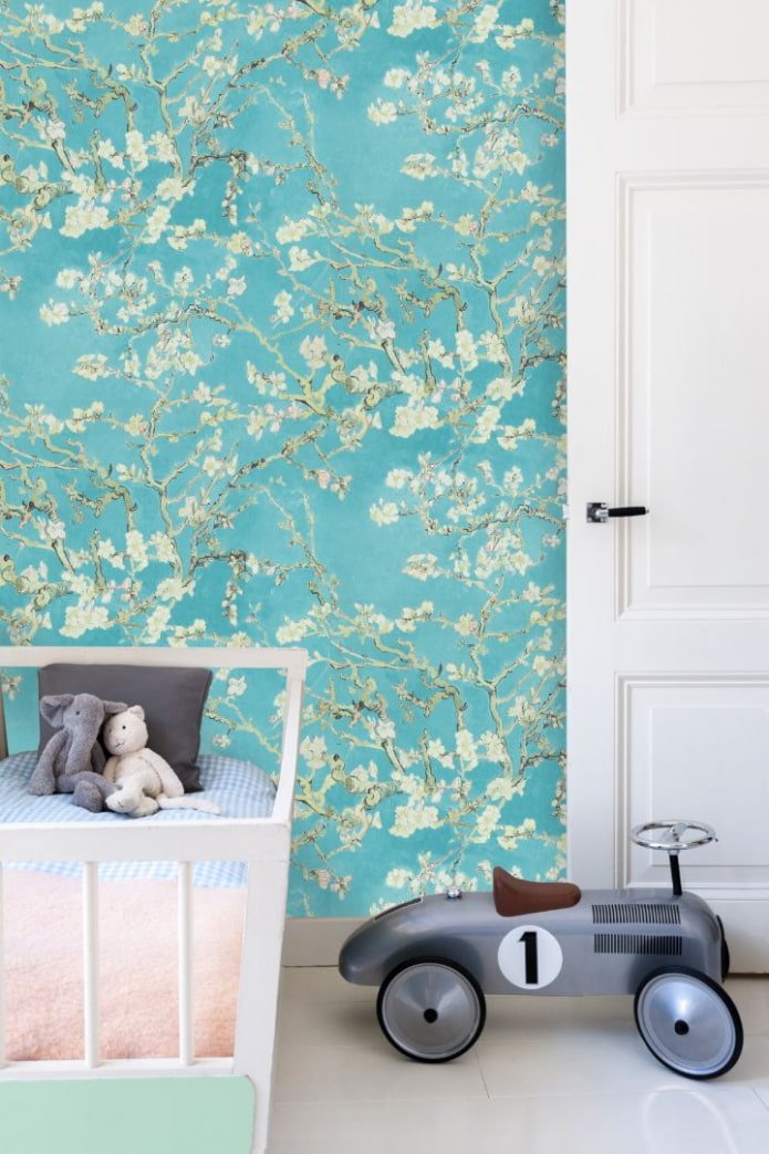 behang met afbeelding van kersenbloesems