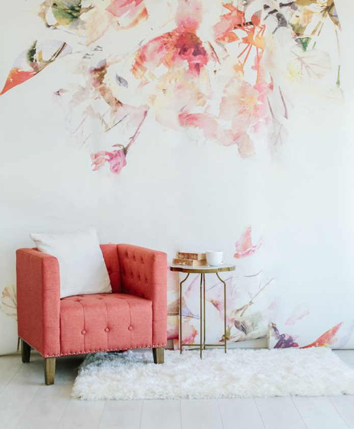 behang met aquarel bloemenmotief