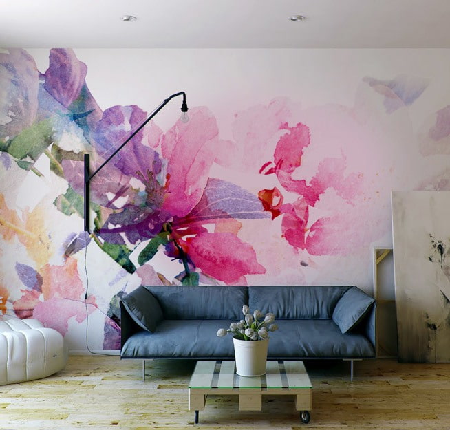 behang met aquarel bloemenmotief