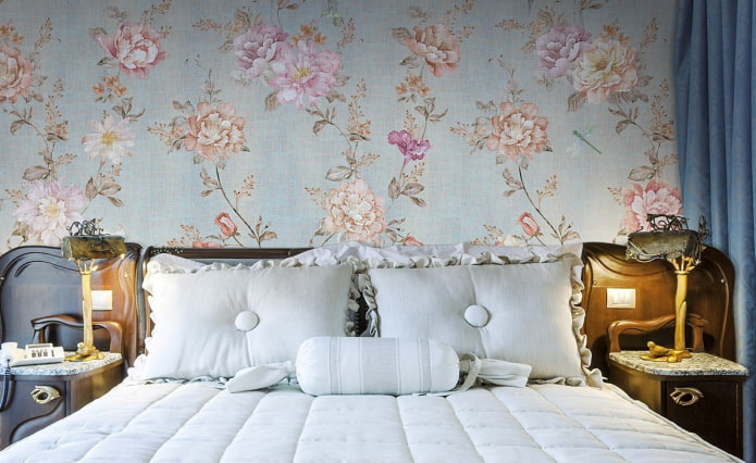 stoffen behang met bloemenprint
