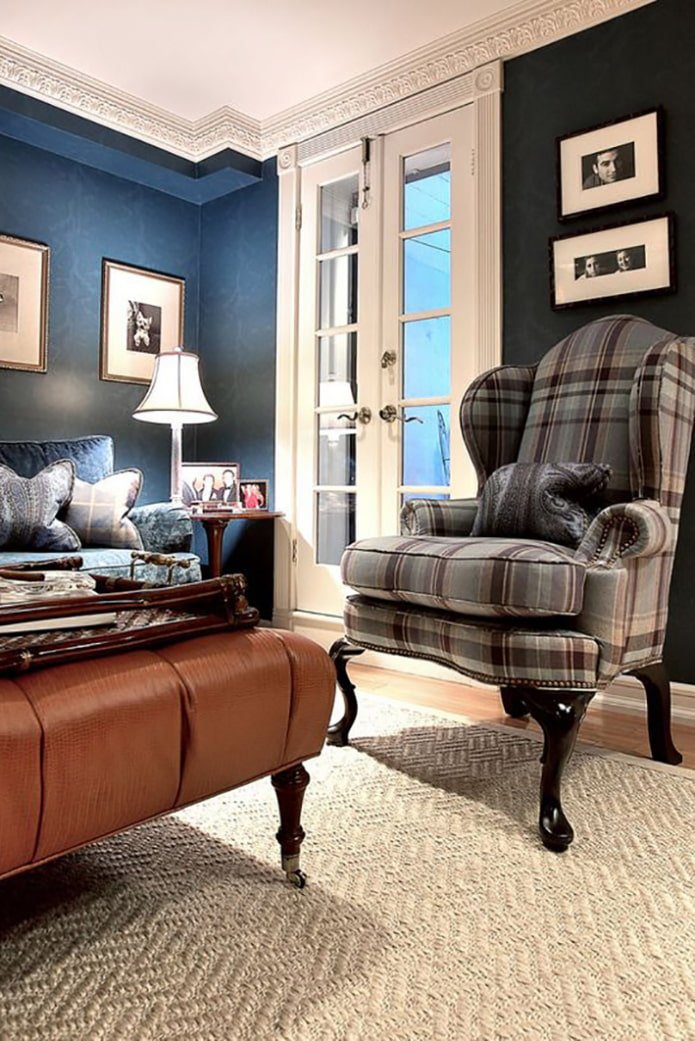 Blauw in het interieur van de woonkamer