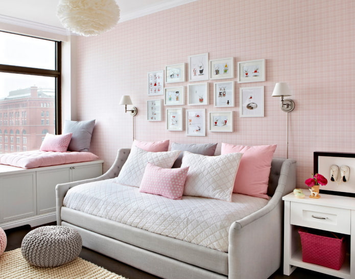 roze behang