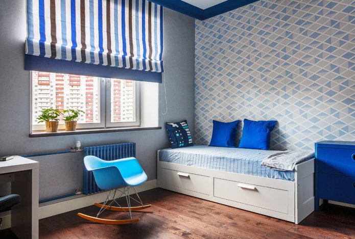 Blauw behang