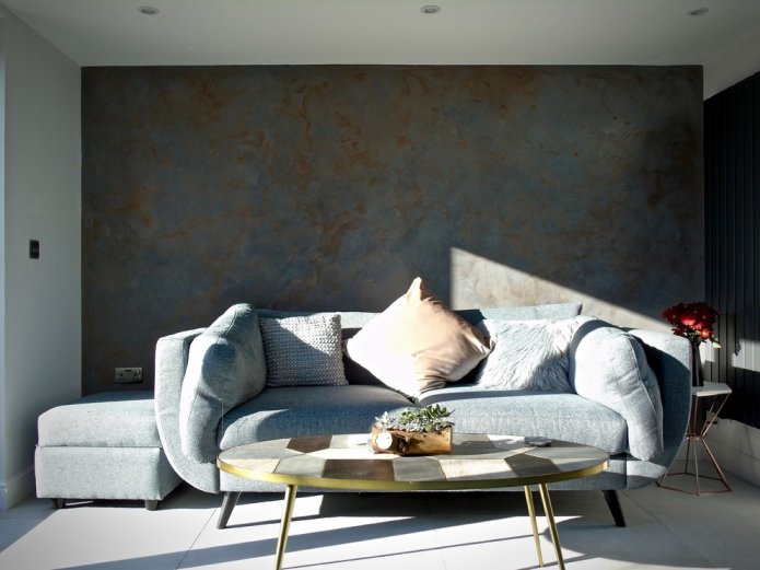 behang in de stijl van steen in de woonkamer in de stijl van pleisterwerk