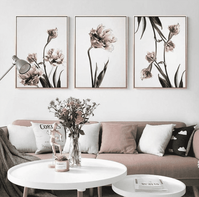 afbeeldingen van bloemen aan de muur