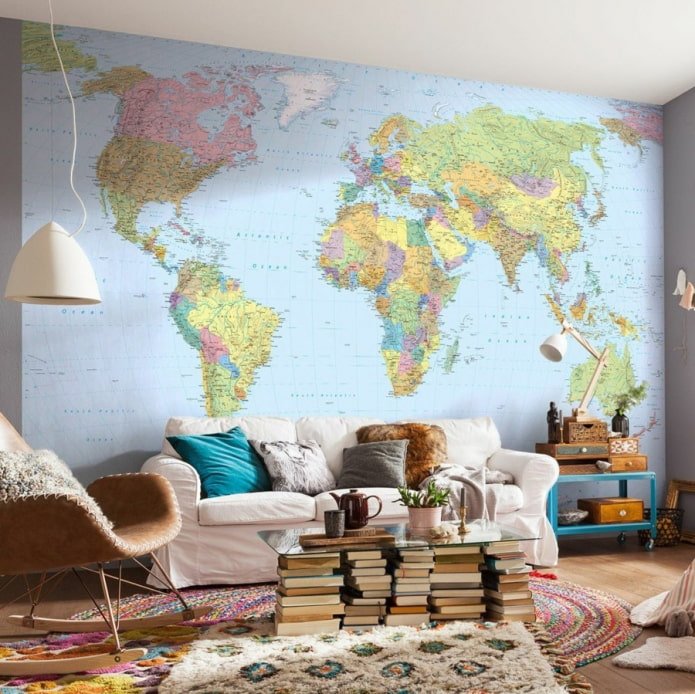 fotobehang met wereldkaart