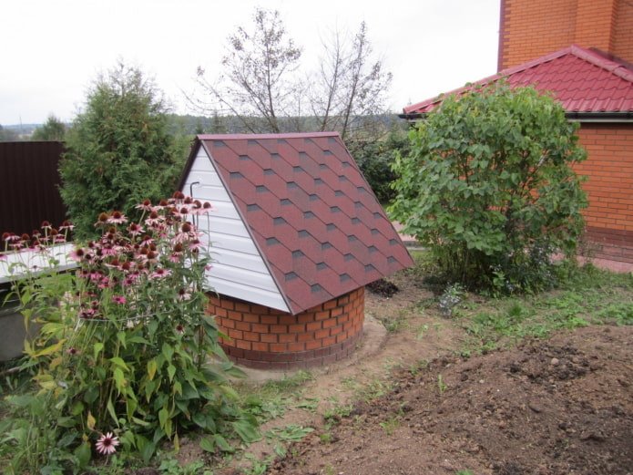 bakstenen put met dak