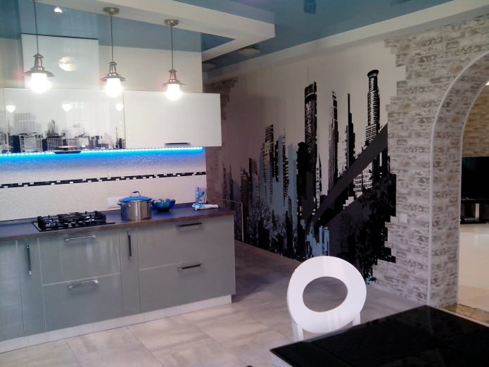 combinatie van steen en fotobehang