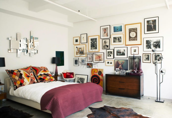 grote en kleine foto's in het interieur