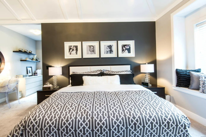 foto's in het interieur van de slaapkamer