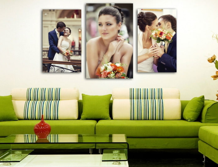 foto's drieluik in de interieur