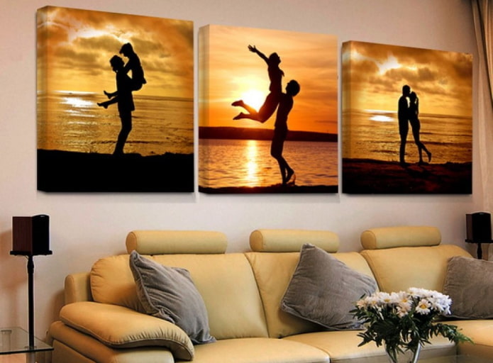 foto's drieluik in het interieur