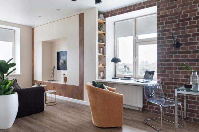 wit hellingen in een kamer met bakstenen muren