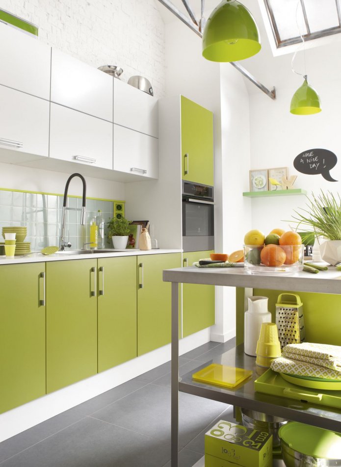 witte en groene keukenset