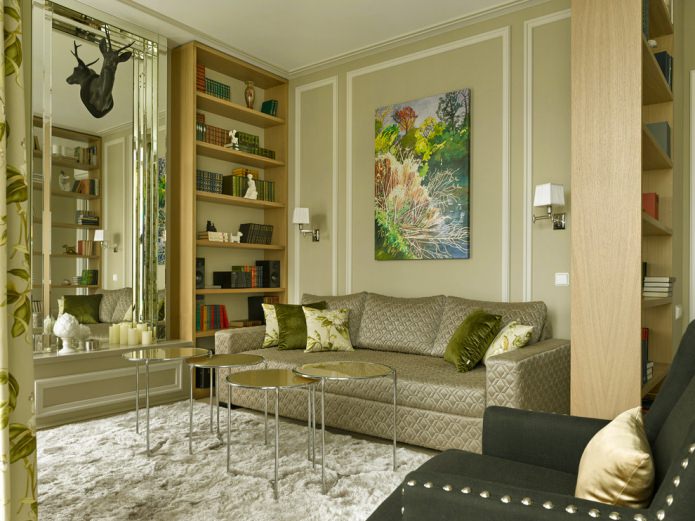 olijfgroene woonkamer