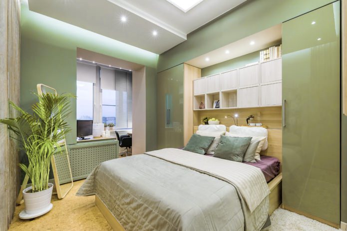 glanzende kledingkasten in de slaapkamer