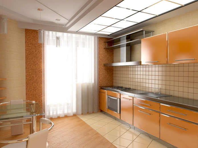 keukeninterieur in beige en oranje tinten