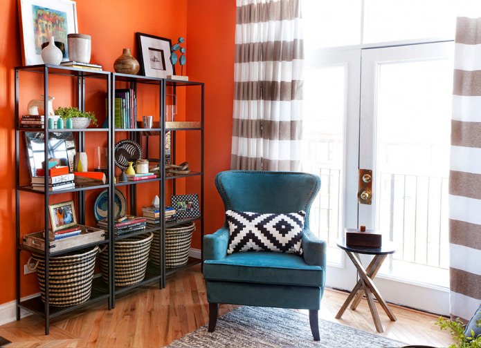 gordijnen voor oranje behang