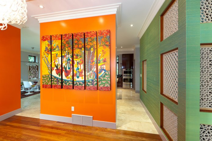 groen en oranje behang