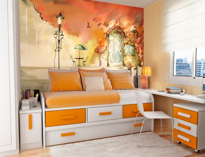 Oranje fotobehang
