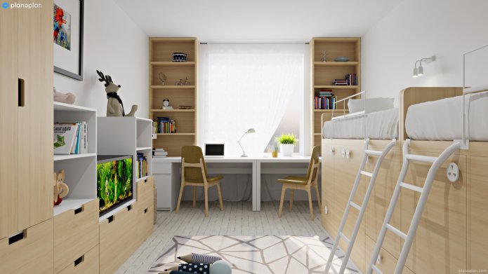 kinderkamer met werkruimte