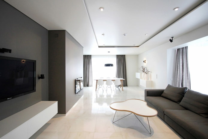 Woonkamer in minimalistische stijl