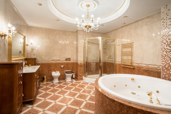 verlichting in het interieur van een badkamer in een klassieke stijl