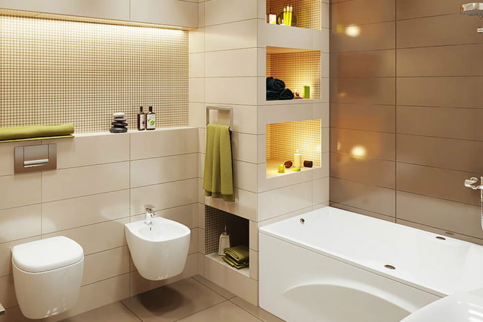 zonale verlichting in het badkamerinterieur