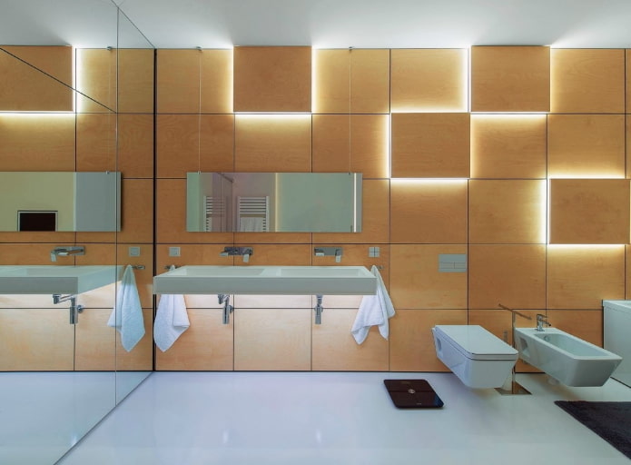 verlichtingsontwerp in het interieur van de badkamer