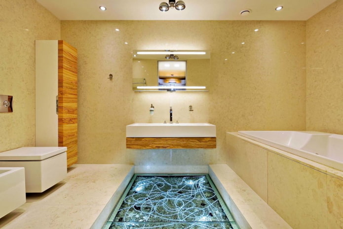 verlichtingsontwerp in het interieur van de badkamer