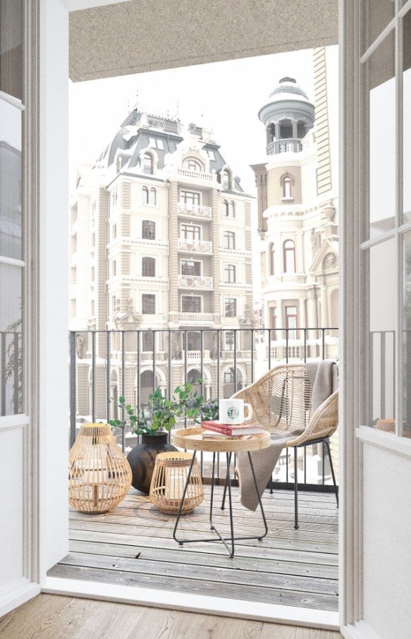 tafel voor een open loggia