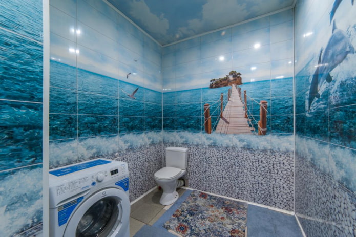 panelen met fotoprint in de badkamer
