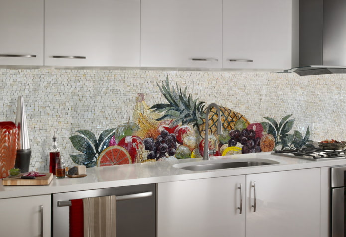 paneel op het keukenschort in het interieur