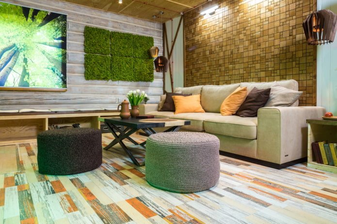 wandpaneel in het interieur in de eco-stijl