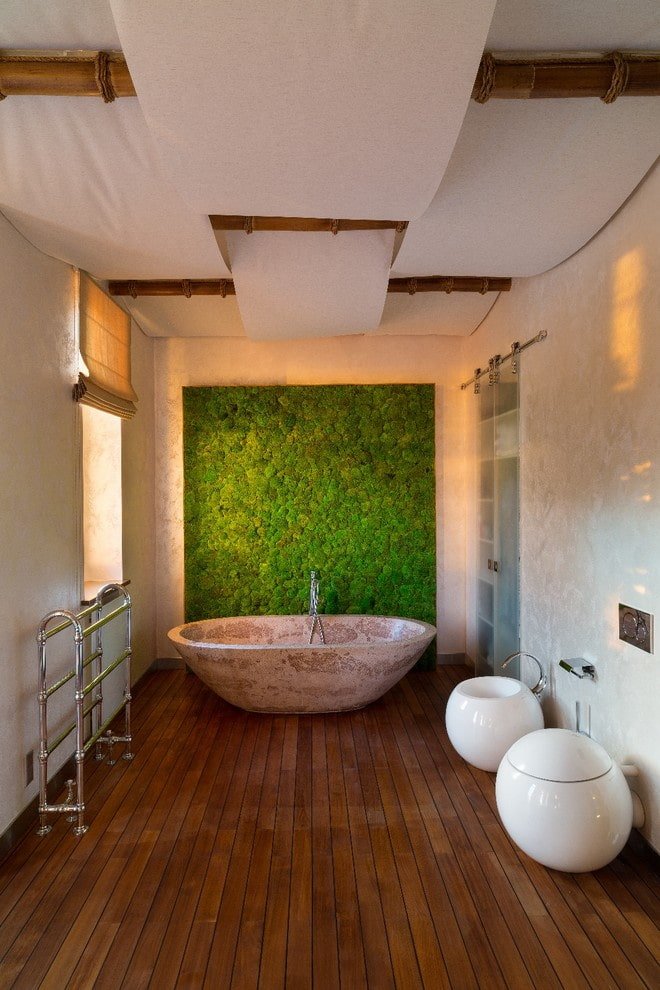 wandpaneel in het badkamerinterieur