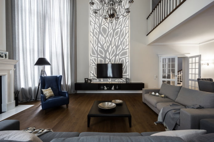 wandpaneel met achtergrondverlichting in het interieur