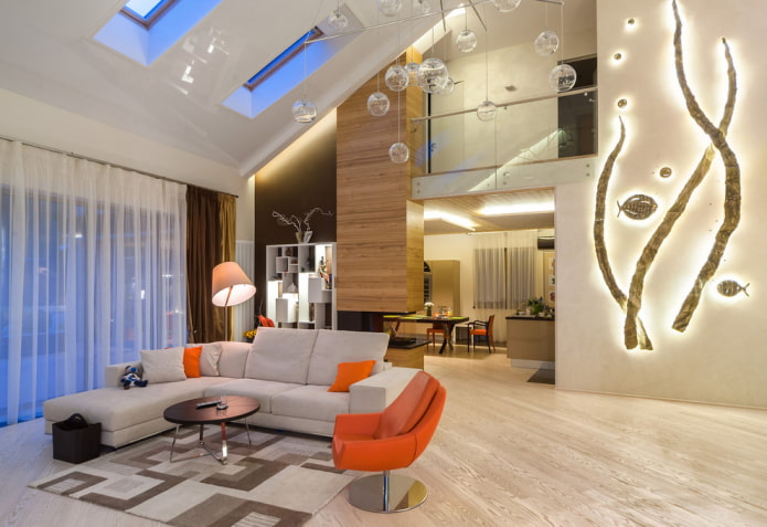 wandpaneel met achtergrondverlichting in het interieur