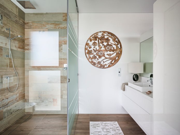 wandpaneel in het badkamerinterieur