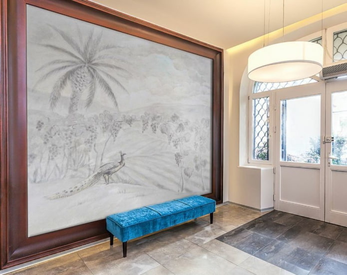 wandpaneel met afbeelding van de natuur in het interieur