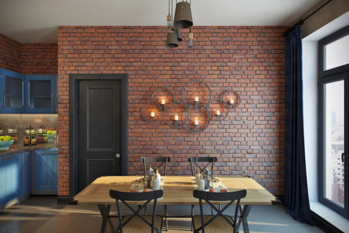 wandpaneel in het interieur in loftstijl