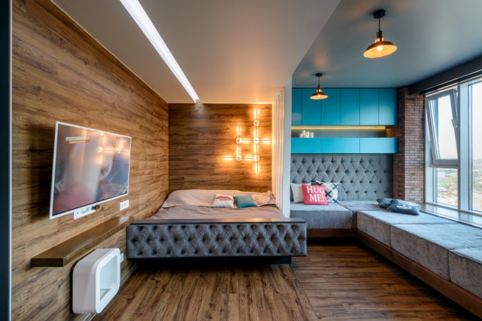 zwevend bed in de woonkamer