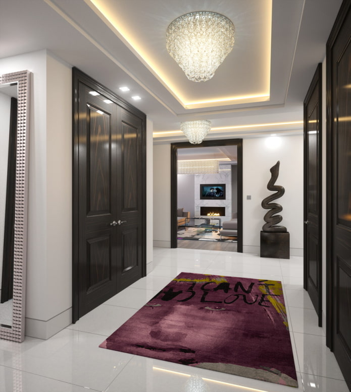 zwevende plafondstructuur in de gang