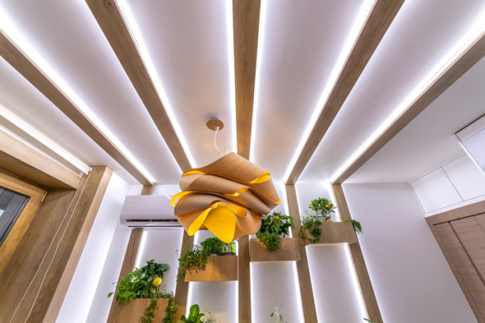 zwevend plafond met balken