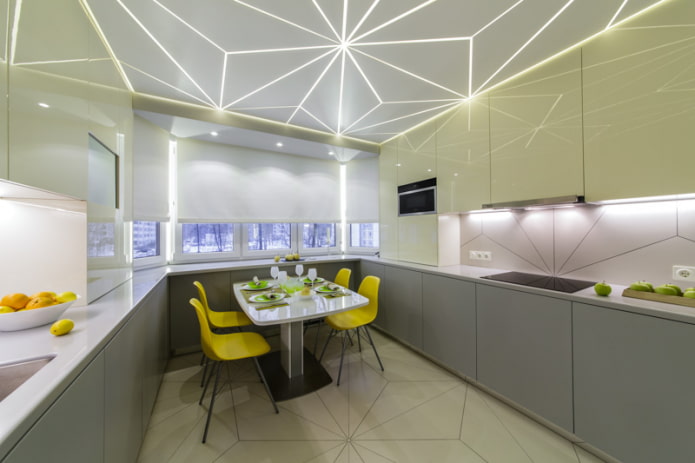 zwevend plafond in de keuken