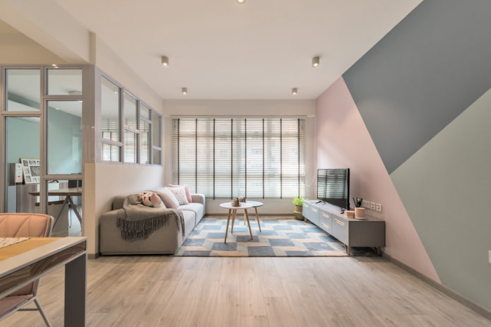 woonkamer in pastelkleuren