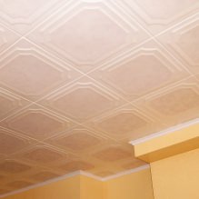 Schuimplastic tegels voor het plafond: voor- en nadelen, lijmen stages-13