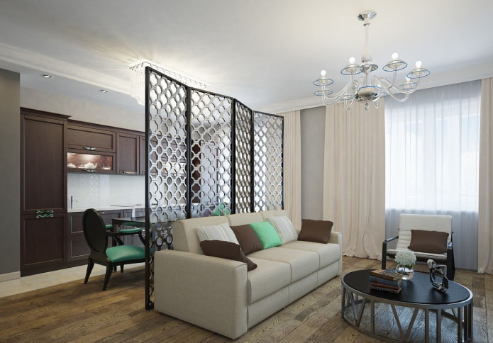 scherm in het interieur van de keuken-woonkamer